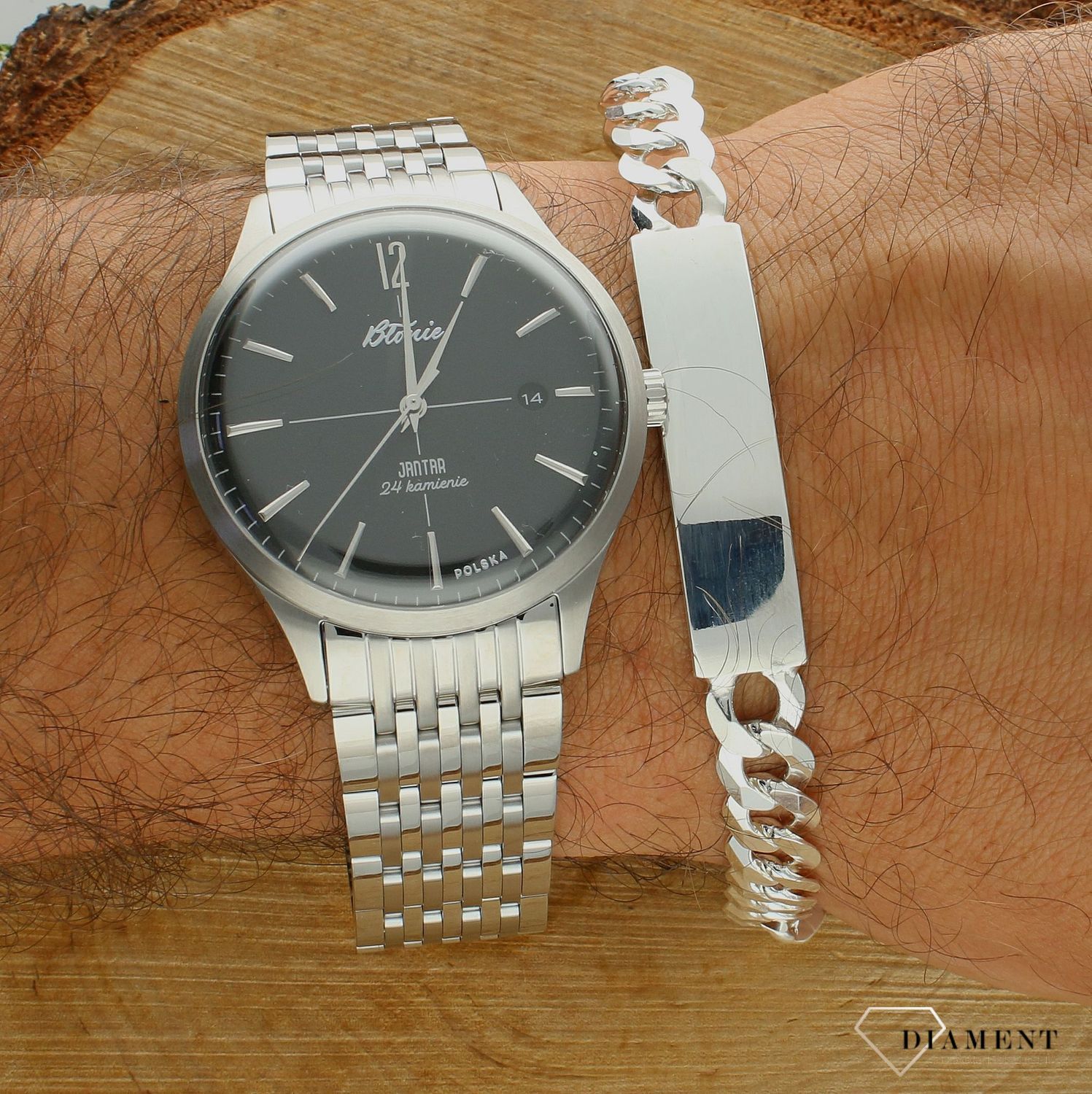 Polski zegarek automatyczny męski Błonie Jantar Noc⌚ Grawer na zegarku gratis 🔝 Męski zegarek na bransolecie klasyk🎁Prezent na Walentynki ❤️Prezent na Święta🤗 Największy wybór polskich zegarków w sklepie zegarki-diament.p.jpg